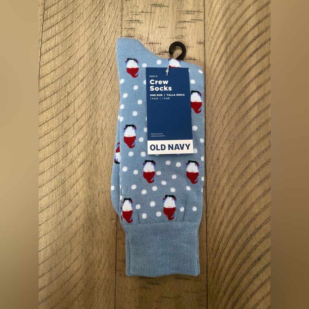 Mens Crew Socks One-Size 1-pair Winter Gnome Themed